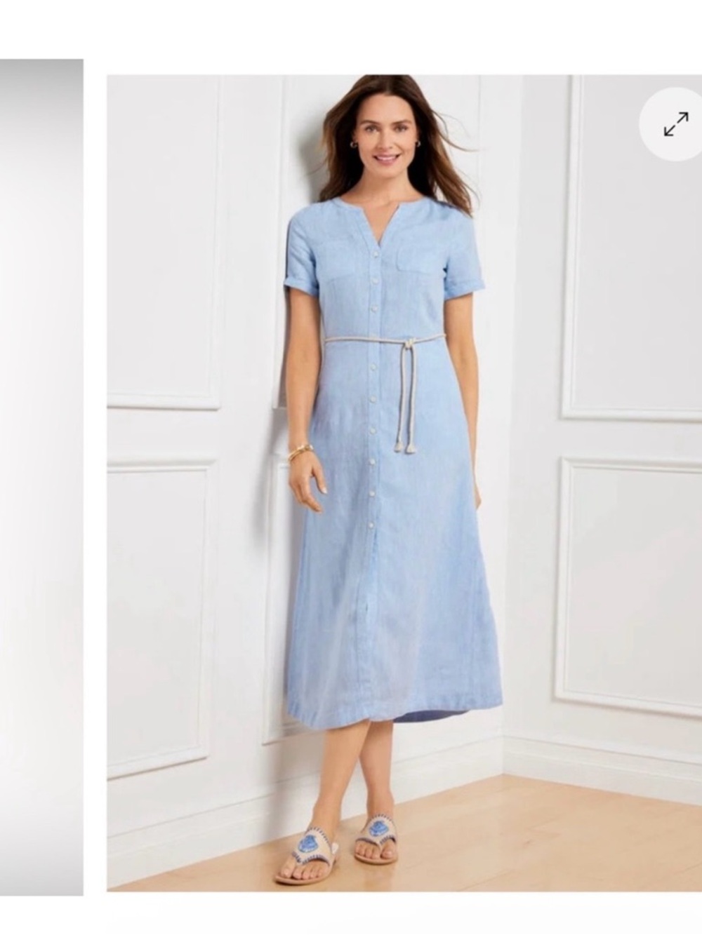 Talbots Light Blue Linen Shirt Dress NWT